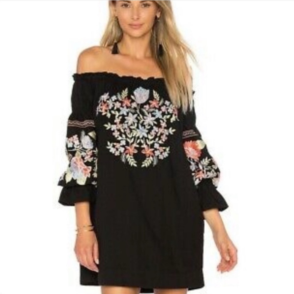 Free People Fleur Du Jour embroidered mini dress
